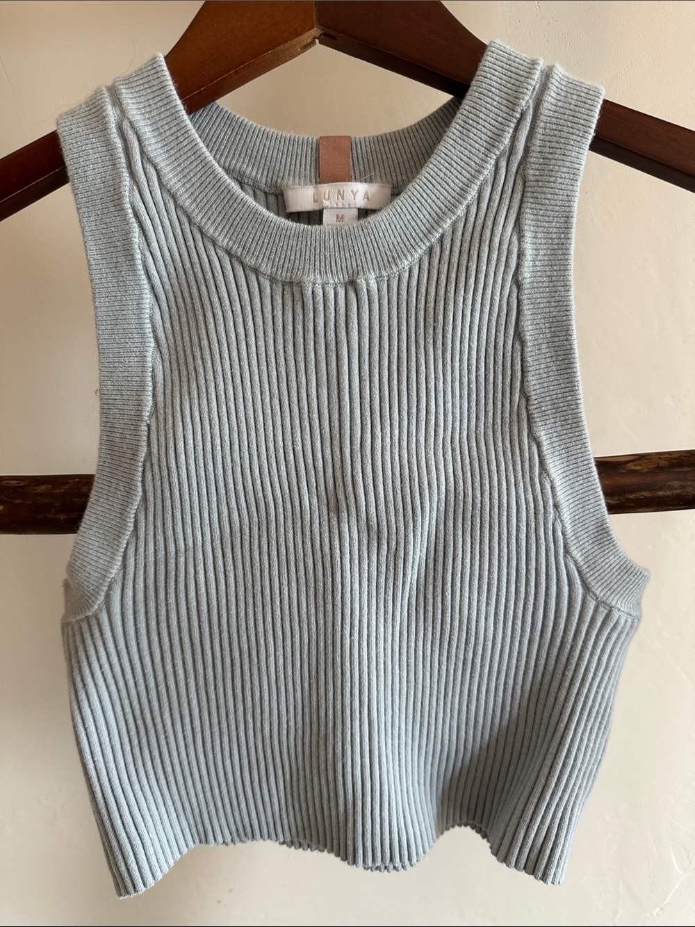 lunya Light Blue Ribbed Cropped Tank